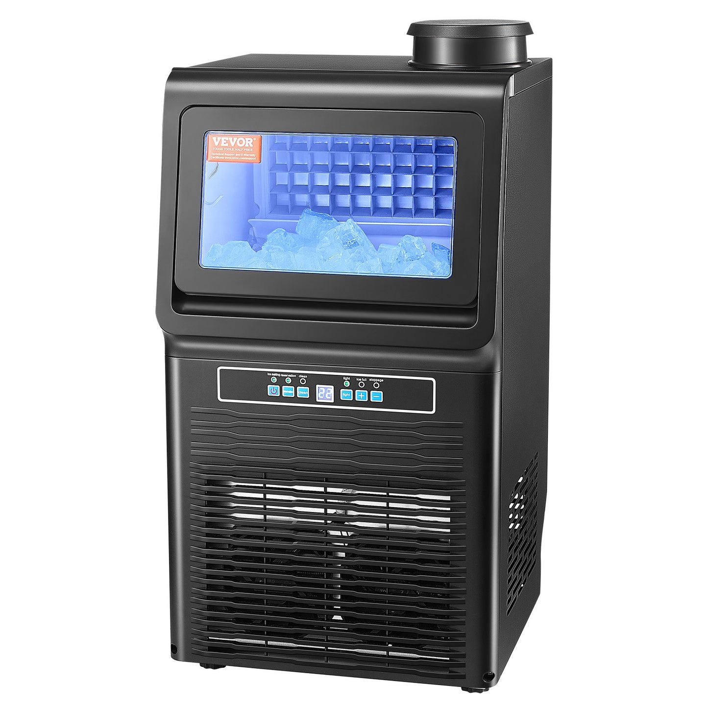 90lbs/24H Commercial Ice Maker, 36 Ice Cubes in 15 Minutes, Freestanding Ice Maker Machine with 12lbs Large Storage Capacity for Bar Office Restaurant, with LED Digital Display & Self-Cleaning