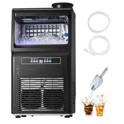 90lbs/24H Commercial Ice Maker, 36 Ice Cubes in 15 Minutes, Freestanding Ice Maker Machine with 12lbs Large Storage Capacity for Bar Office Restaurant, with LED Digital Display & Self-Cleaning