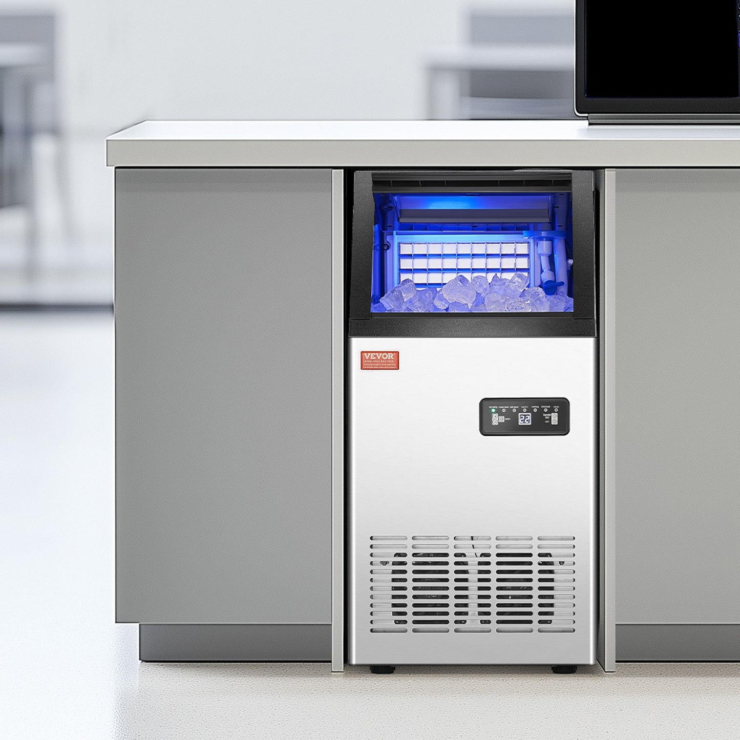 120lbs/24H Commercial Ice Maker, 36 Ice Cubes in 15 Minutes, Freestanding Ice Maker Machine with 28lbs Large Storage Capacity for Bar Office Restaurant, with LED Digital Display & Self-Cleaning