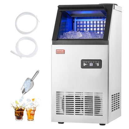 120lbs/24H Commercial Ice Maker, 36 Ice Cubes in 15 Minutes, Freestanding Ice Maker Machine with 28lbs Large Storage Capacity for Bar Office Restaurant, with LED Digital Display & Self-Cleaning