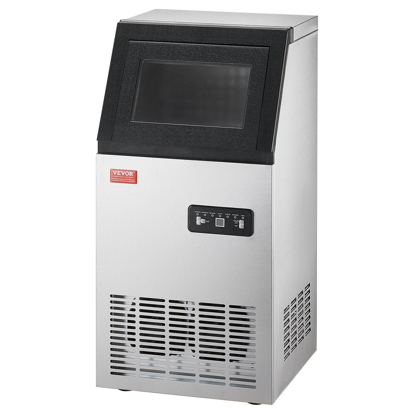 110lbs/24H Commercial Ice Maker, 36 Ice Cubes in 15 Minutes, Freestanding Ice Maker Machine with 28lbs Large Storage Capacity for Bar Office Restaurant, with LED Digital Display & Self-Cleaning