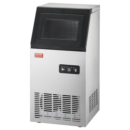 110lbs/24H Commercial Ice Maker, 36 Ice Cubes in 15 Minutes, Freestanding Ice Maker Machine with 28lbs Large Storage Capacity for Bar Office Restaurant, with LED Digital Display & Self-Cleaning