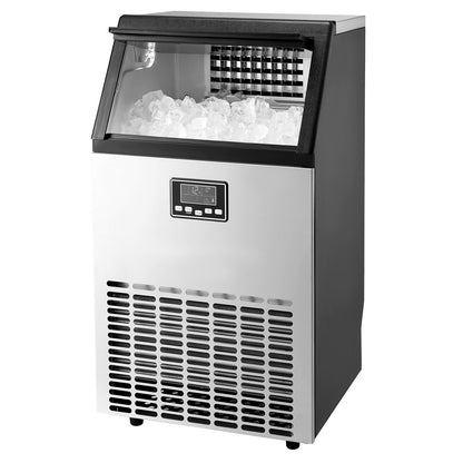 120lbs/24H Commercial Ice Maker, 45 Ice Cubes in 15 Minutes, Freestanding Ice Maker Machine with 33lbs Large Storage Capacity for Bar Office Restaurant, with LED Digital Display & Self-Cleaning
