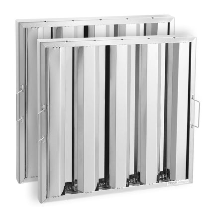 Commercial Hood Filter, 19.5W x 19.5H Inch Range Hood Filters, Stainless Steel Restaurant Range Hood Baffle Filter for Grease Rated Commercial Kitchen Exhaust Hoods, 4 Grooves, Pack of 2