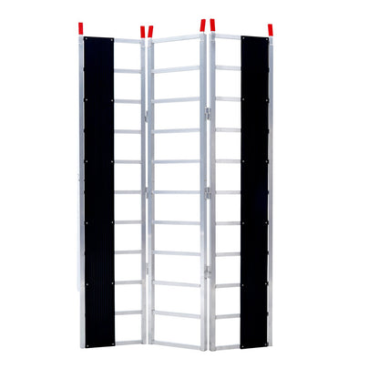 Tri-Fold Loading Ramp, 2160 x 1375 mm, Non-Slip Aluminum Trailer Ramp with Compact Design, Easy Storage, 680.4 kg Load Capacity, for Snowmobiles, ATVs, Tractors, Lawn Mowers, Carts, Motorcycles