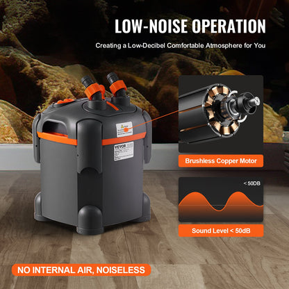 113,6 L Akvariumfilterbehållare 8w UV-lampa Tyst akvarium