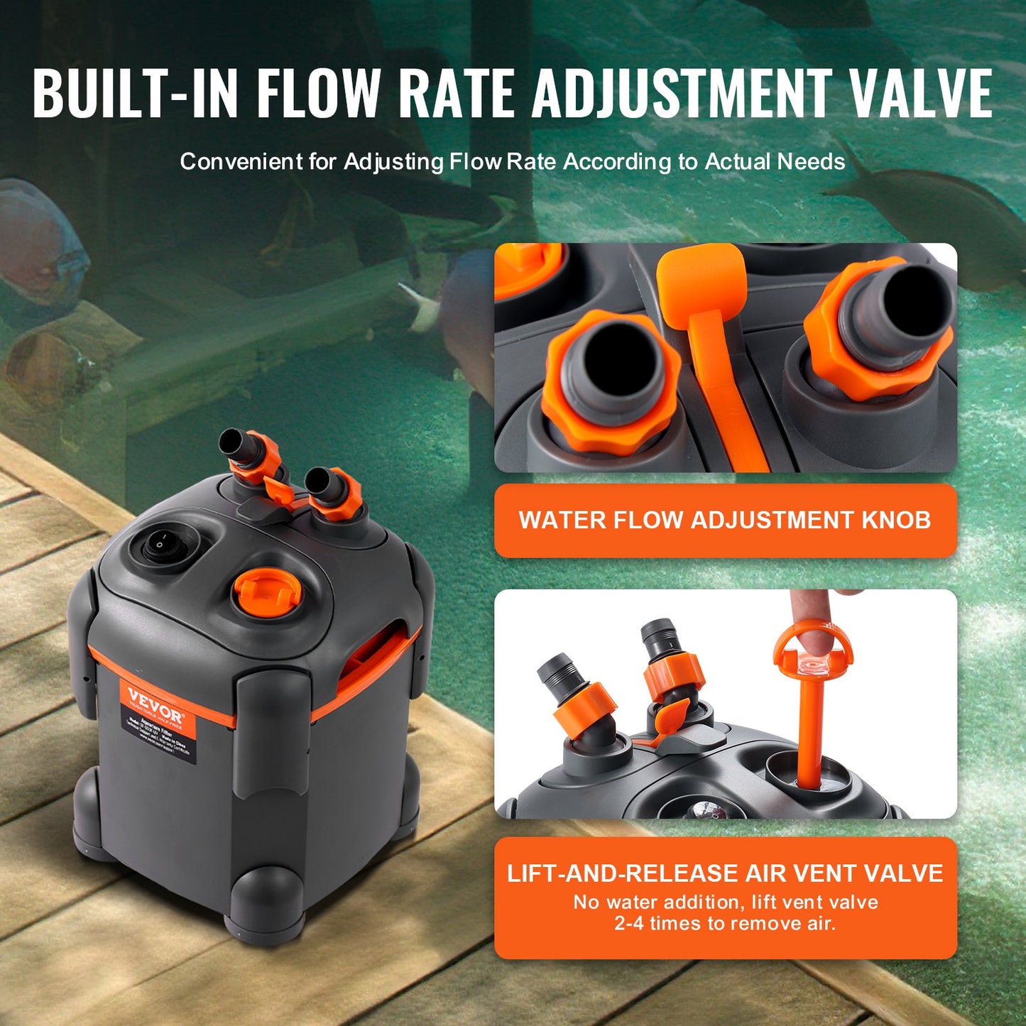 113,6 L Akvariumfilterbehållare 8w UV-lampa Tyst akvarium