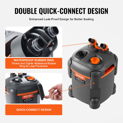 113,6 L Akvariumfilterbehållare 8w UV-lampa Tyst akvarium