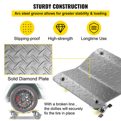 Mophorn Vehicle Positioning Wheel Dollies - 680Kg Per Dolly 2Pcs Tire Car Wheel Dollies Car Skate Dolly Van Positioning Garage Jack