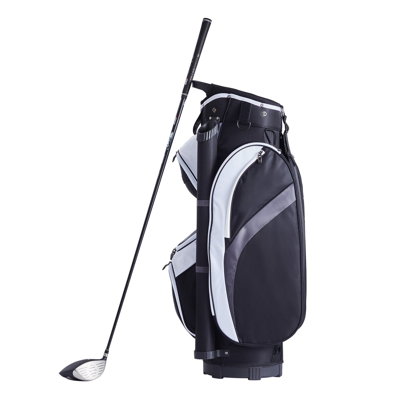 Golfvagnsväska med 14-vägs avdelare, 36” flera fickor i premium nylon, slitstarka golfbagar med handtag, dammskydd och avtagbara remmar för män och kvinnor, svart färgblock