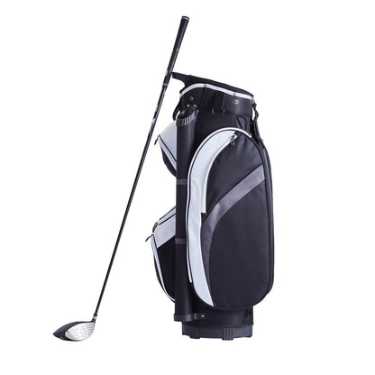 Golfvagnsväska med 14-vägs avdelare, 36” flera fickor i premium nylon, slitstarka golfbagar med handtag, dammskydd och avtagbara remmar för män och kvinnor, svart färgblock