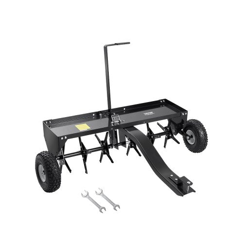 Tow Behind Plug Aerator, 40-Inch Tow Behind Lawn Plug Aerator with Universal Hitch, Pull Behind Aerator with Iron Spikes Alternately Arranged, Lawn Aerator Tow Behind for Gardens, Lawns, Farms
