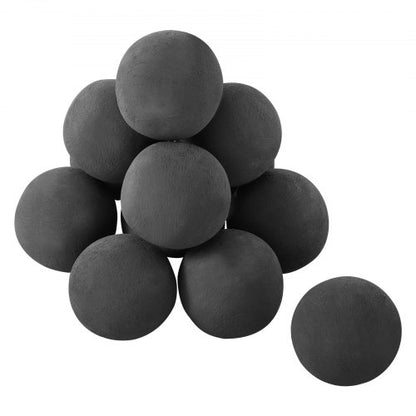 Ceramic Fire Balls, 100 mm 12 Pcs Round Fire Stones, Reusable Lava Rocks Indoor and Outdoor Use, Decorative Fire Pit Rocks for Propane/Gas Fireplace, Stove, Courtyard, Camping, Black