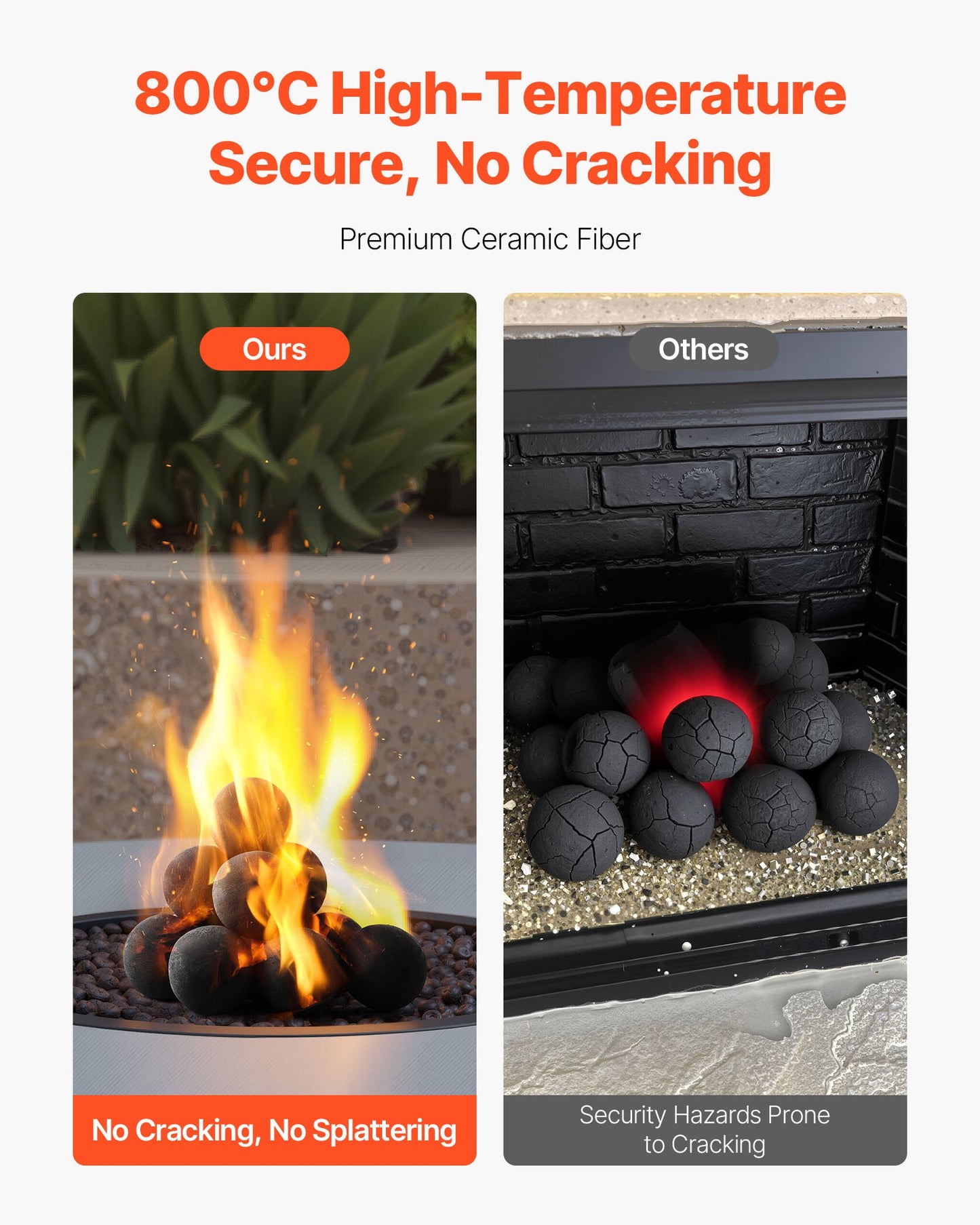 Ceramic Fire Balls, 100 mm 12 Pcs Round Fire Stones, Reusable Lava Rocks Indoor and Outdoor Use, Decorative Fire Pit Rocks for Propane/Gas Fireplace, Stove, Courtyard, Camping, Black