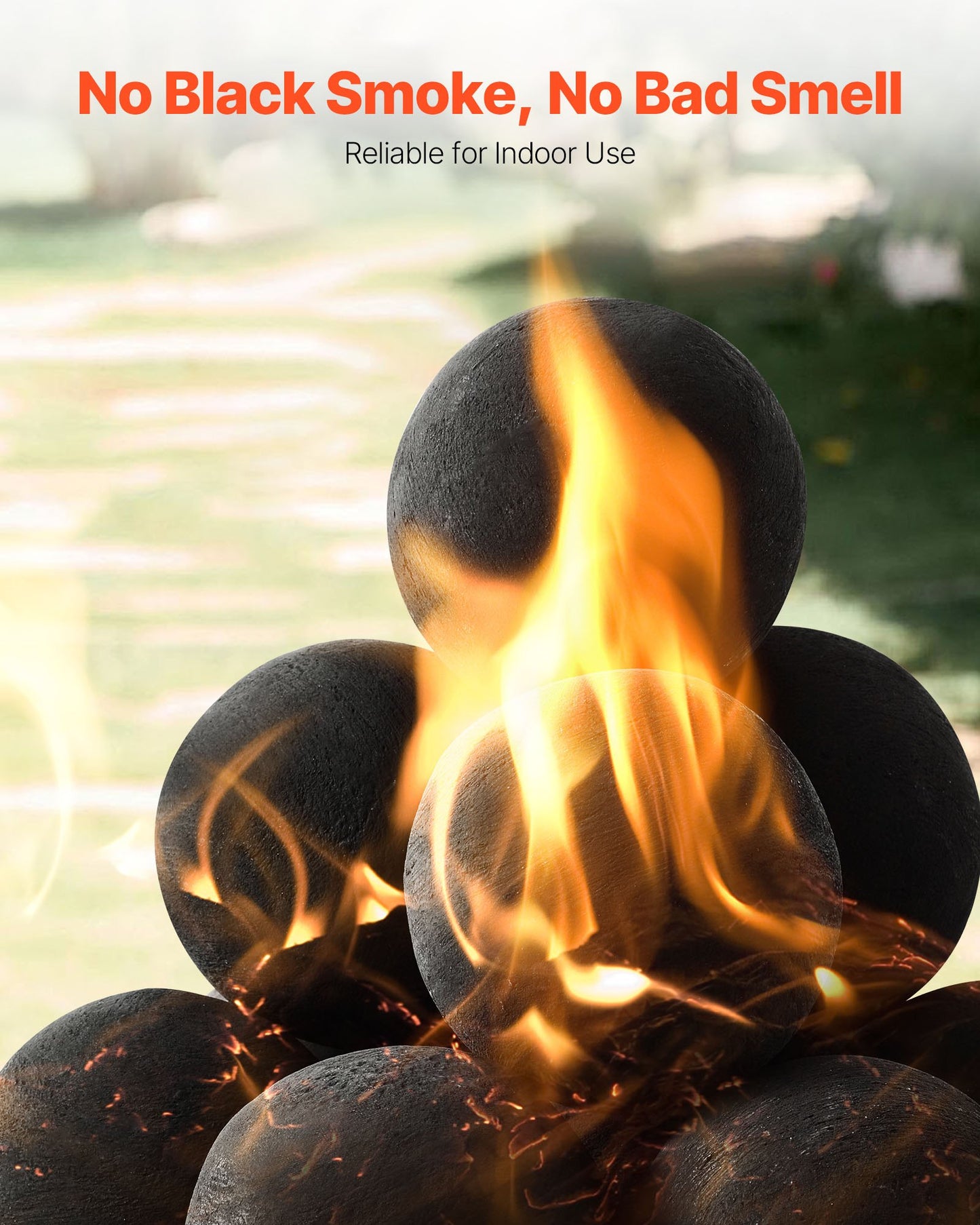 Ceramic Fire Balls, 100 mm 12 Pcs Round Fire Stones, Reusable Lava Rocks Indoor and Outdoor Use, Decorative Fire Pit Rocks for Propane/Gas Fireplace, Stove, Courtyard, Camping, Black