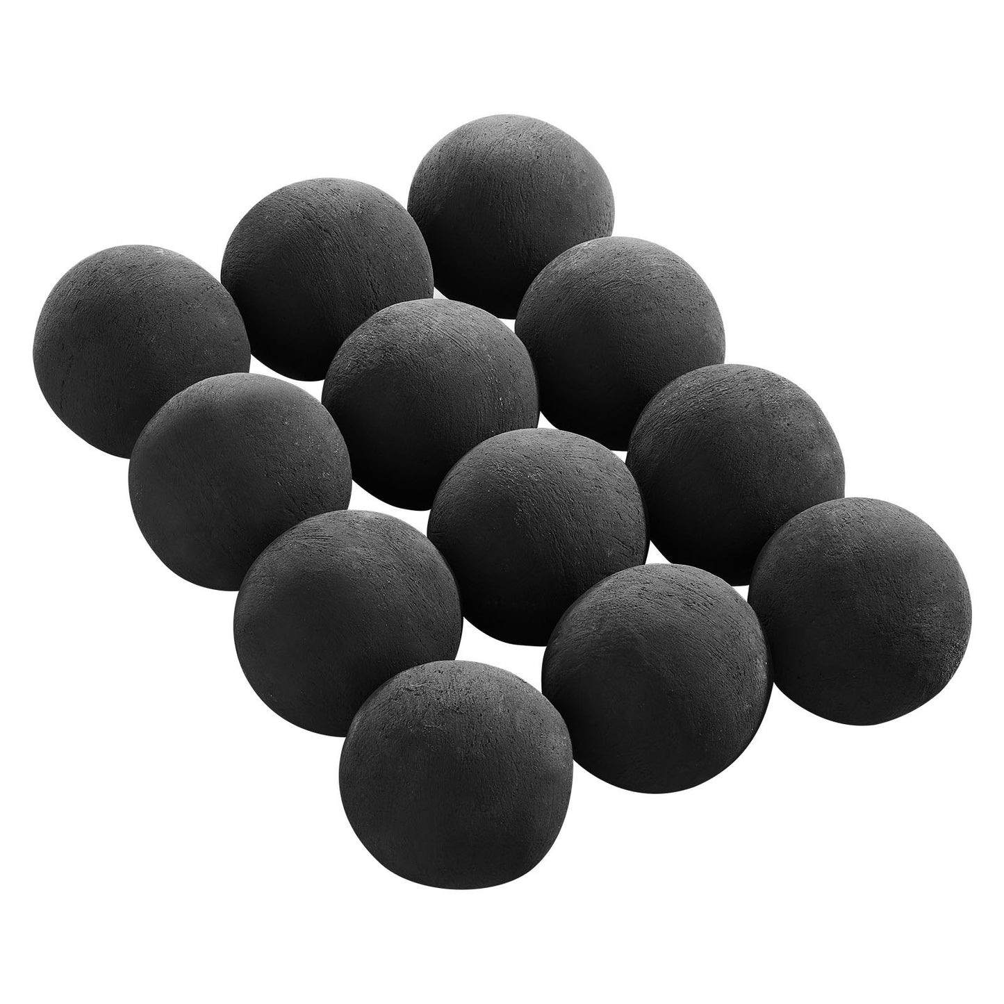 Ceramic Fire Balls, 100 mm 12 Pcs Round Fire Stones, Reusable Lava Rocks Indoor and Outdoor Use, Decorative Fire Pit Rocks for Propane/Gas Fireplace, Stove, Courtyard, Camping, Black
