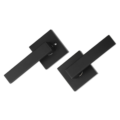 Passage Door Handle, 1 Pack Matte Black Door Lever, Left or Right Handing Reversible Lever Non-Locking, 45° Rotation to Open, Universal Square Interior for Hallways, Closets, Meeting Spaces