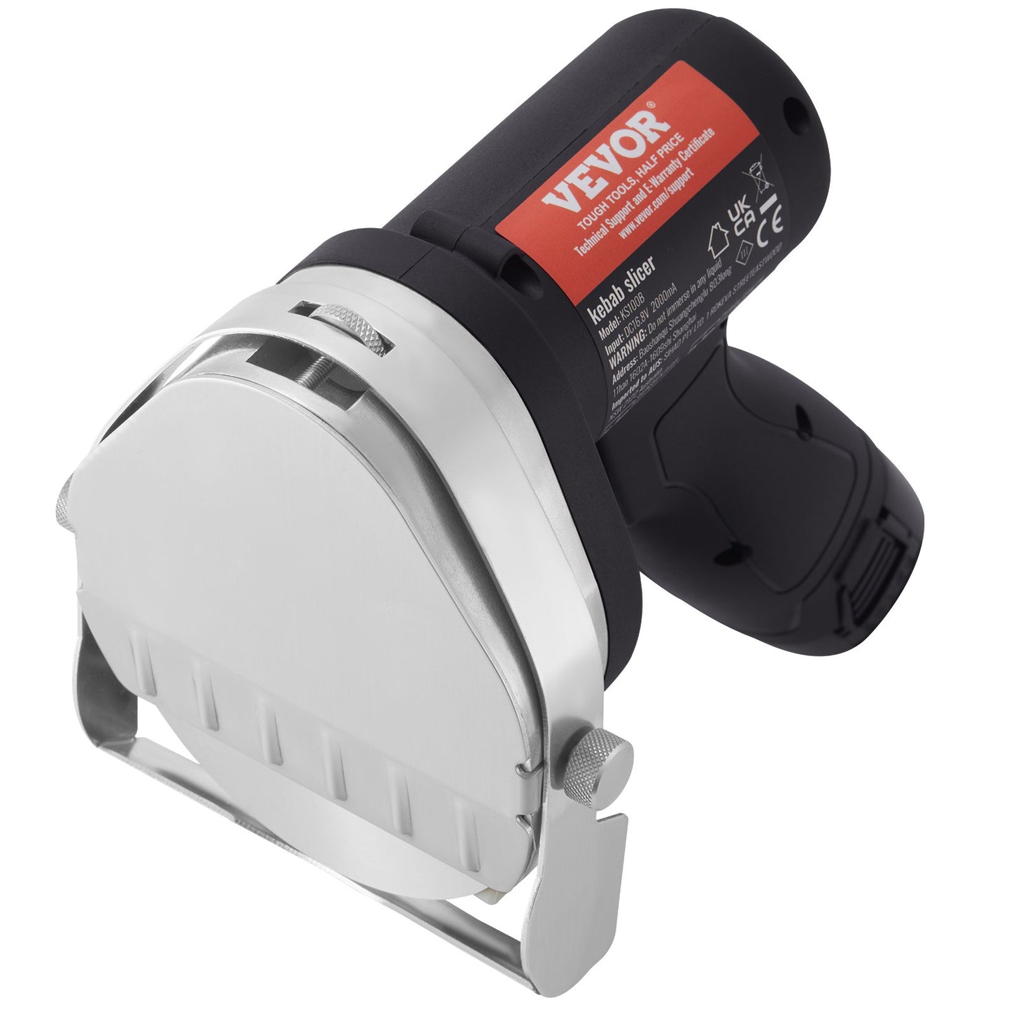 Elektrisk Shawarma-kniv, 80W sladdlös batteridriven professionell turkisk kniv, kommersiell gyroskärare i rostfritt stål, dönerkebabköttskärare med 2 blad, Φ4"/100mm, 0-8mm justerbar tjocklek