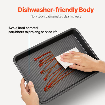 Bakformsset, 3 delar, nonstick-beläggning med kokkärl och brickor i kolstål, stapelbara bakformsset för köksugn med silikonhandtag, lätt att rengöra, för bakning av kakor, tårta, muffins, bröd