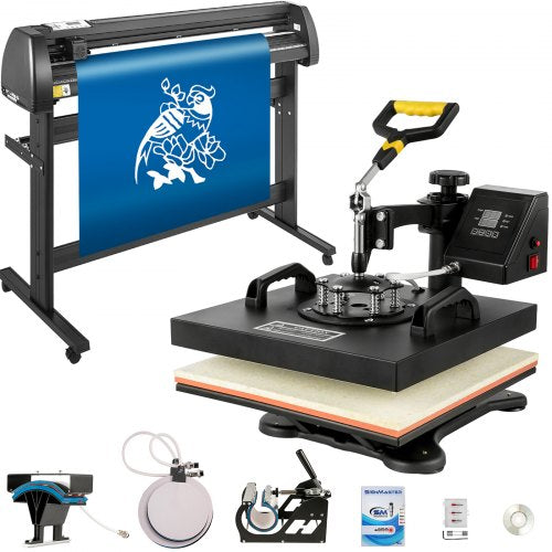5 In1 Heat Press 38.1 x 38.1 cm Transfer Cap 134.6 cm Vinyl Cutter Plotter Cutting 3 Blades