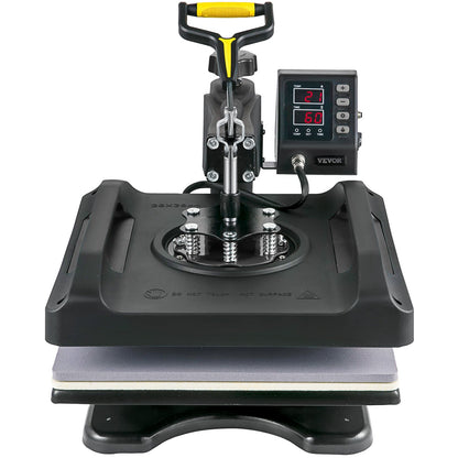 Heat Press Machine 38.1x38.1 cm 8 In 1 Heat Press 1000W Sublimation Machine 360° Rotation Swing Away Heat Press 8 In 1 Shirt Printing Machine Dual-Tube Heating for DIY T-Shirts Cap Mugs (Black)