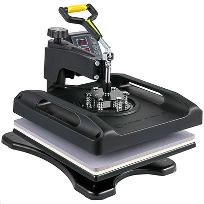 Heat Press Machine 38.1x38.1 cm 8 In 1 Heat Press 1000W Sublimation Machine 360° Rotation Swing Away Heat Press 8 In 1 Shirt Printing Machine Dual-Tube Heating for DIY T-Shirts Cap Mugs (Black)