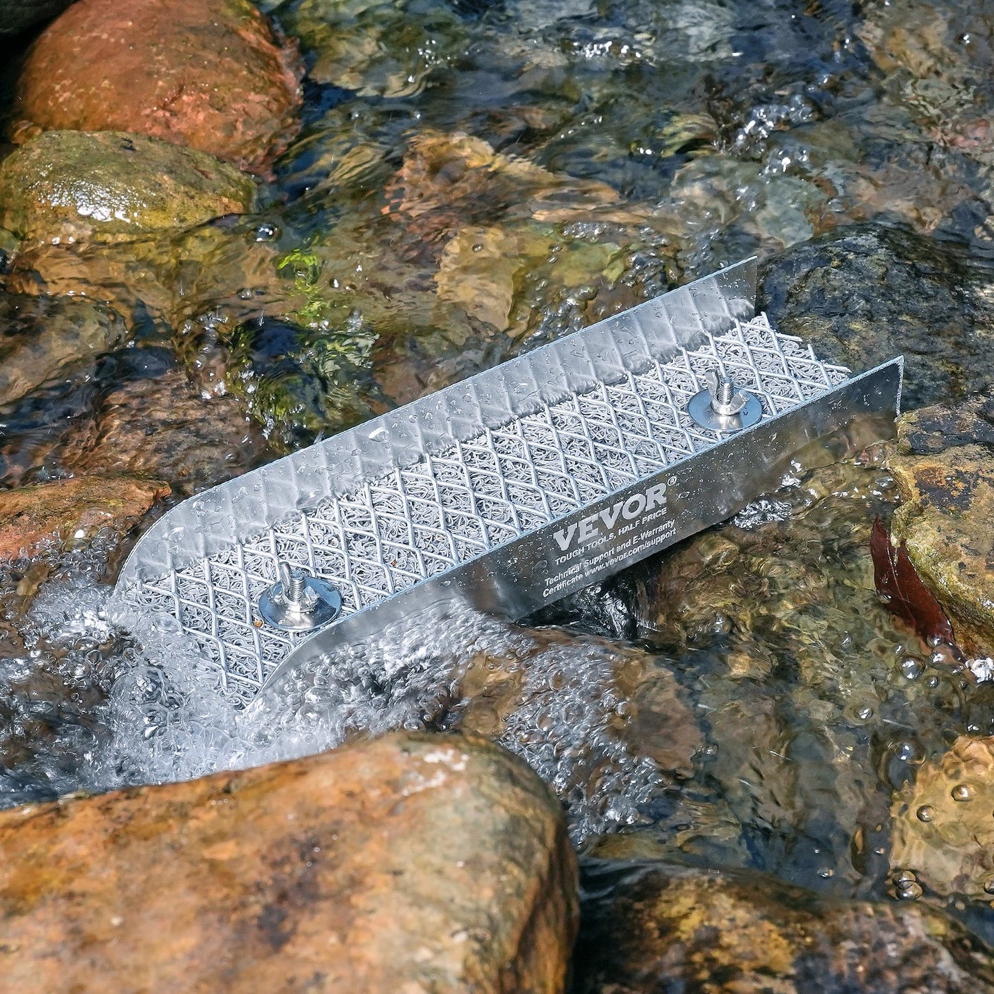 Guldvaskningssats med mini-slusslåda, 12" aluminiumutrustning för guldbrytning, 16 delar guldprospekteringssats med guldskål, klassificeringsskärm, separeringsmagnet, ryggsäck med dragsko och tillbehör