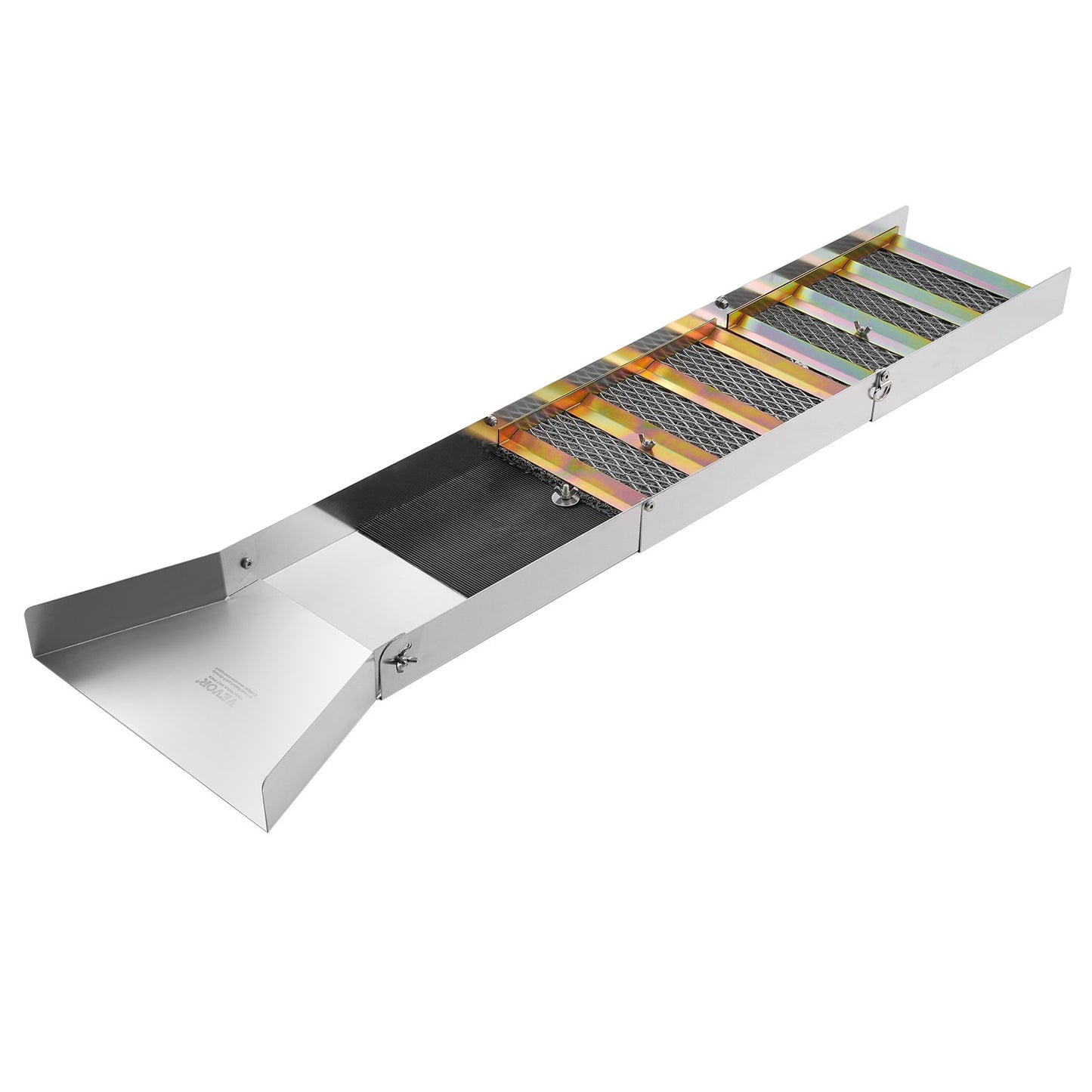 Guldvaskningssats med slusslåda, 127 cm aluminiumutrustning för guldbrytning, 23 delar guldprospekteringssats med guldskål, klassificeringsskärm, separeringsmagnet, ryggsäck med dragsko och tillbehör