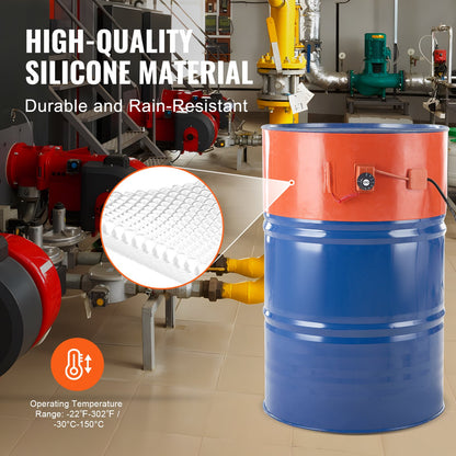 208.2 L Metal Drum Heater 1200 Watt 25.4 cm Width, 30-150°C Adjustable
