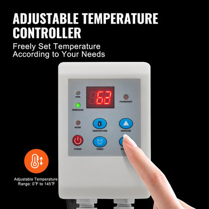 208.2 L Metal Drum Heater 1300W 0-63°C Adjustable w/ Independent Thermostat