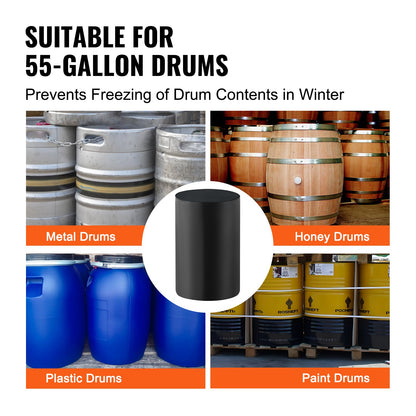 208.2 L Metal Drum Heater 1300W 0-63°C Adjustable w/ Independent Thermostat