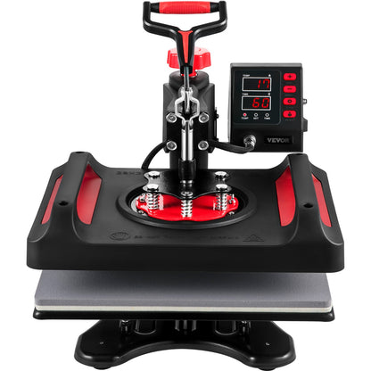 Heat Press Machine 30.5x38.1 cm 360° Rotation Swing Away Red Heat Press 5 In 1 Heat Press 1000W Sublimation Machine 5 In 1 Shirt Printing Machine Dual-Tube Heating for DIY Mugs And T-Shirts Cap