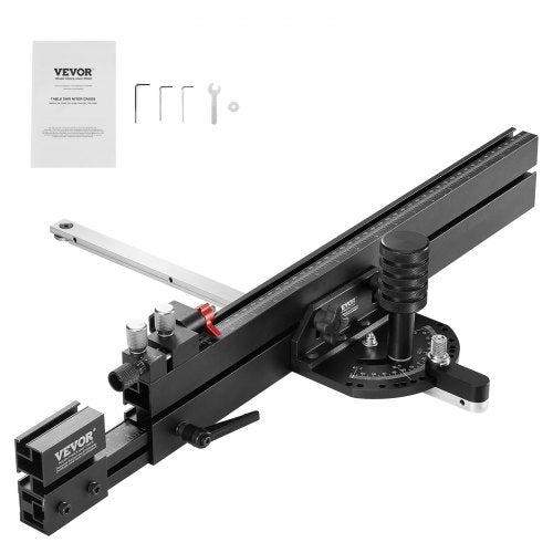 Precision Miter Gauge, Standard Slot 19 x 9.5 mm, Aluminum Alloy Table Saw Miter Gauge with 48-89 cm Grating 15 Angle Stops Adjustable Spring Loaded Plunger and Removable Disc, for Woodworking