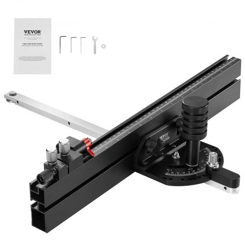 Precisionsgeringsmått, standardspår 19 x 9,5 mm, geringsmått i aluminiumlegering med 45,7 cm galler, 15 vinkelstopp, justerbar fjäderbelastad kolv och avtagbar skiva, för träbearbetning