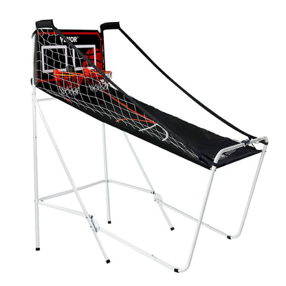 Hopfällbart basketspel för inomhusbruk, basket för 2 spelare, hemmasport med dubbla skott med 4 bollar, 8 spellägen, elektronisk LCD-resultattavla och inflationspump, för barn, vuxna (svartvitt)