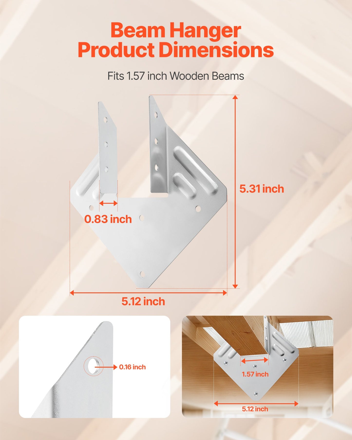 Hurricane-stag för takstolar, innermått 5,31x1,57x2,48 tum / 135x40x63 mm, kraftiga hurricane-stag, kraftiga takstolsstag, fästen, bjälklagshängare för takbalk i trä, 25 st