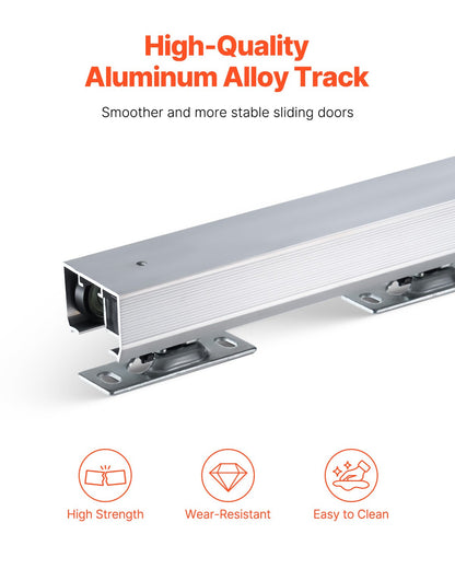 Sliding Pocket Door Hardware Track Kit, 5.73 ft Heavy Duty Pocket Door Hardware Kit, Commercial Grade Pocket Door Hardware and Track Set for 24"-36" Wide Single Door, Smoothly and Easy to Install