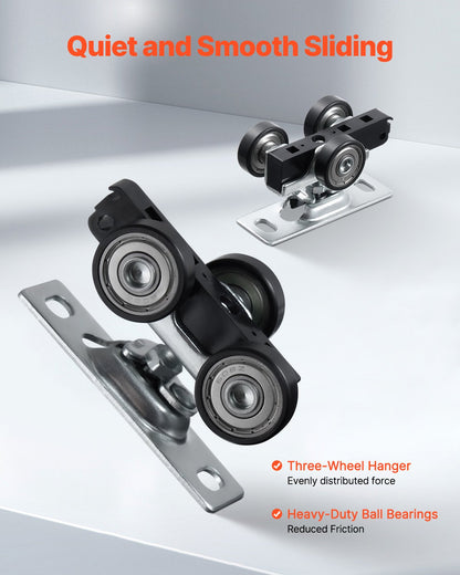 Sliding Pocket Door Hardware Track Kit, 5.73 ft Heavy Duty Pocket Door Hardware Kit, Commercial Grade Pocket Door Hardware and Track Set for 24"-36" Wide Single Door, Smoothly and Easy to Install