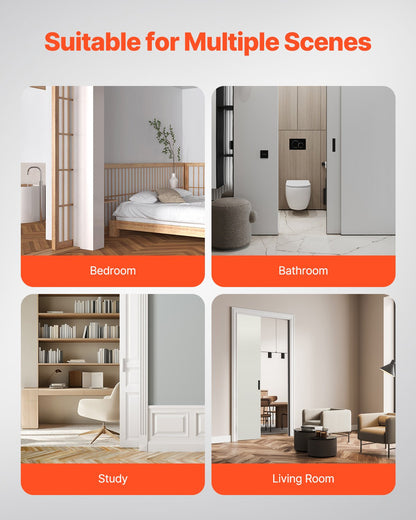 Sliding Pocket Door Hardware Track Kit, 5.73 ft Heavy Duty Pocket Door Hardware Kit, Commercial Grade Pocket Door Hardware and Track Set for 24"-36" Wide Single Door, Smoothly and Easy to Install