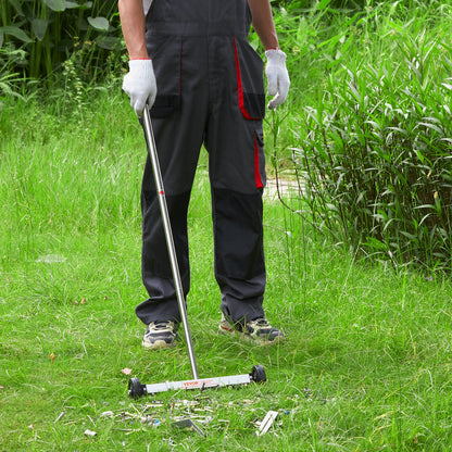 Magnetic Sweeper with Wheels, 15inch Mini Magnetic Sweeper, 8 lbs Capacity, Adjustable Handle, Lightweight Magnetic Pickup Sweeper to Pick Up Nails and Screws, Easy Cleanup of Workshop Garage