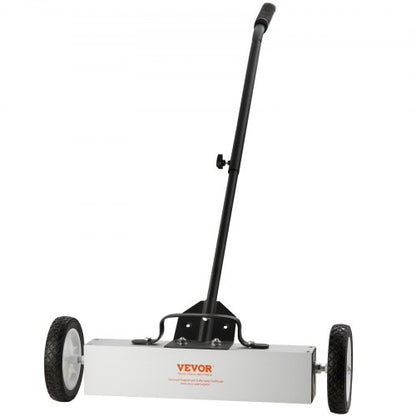 20.4 kg Rolling Magnetic Sweeper with Wheels, Push-Type Magnetic Pick Up Sweeper, 18-inch Large Magnet Pickup Lawn Sweeper, Magnet with Telescoping Handle, Easy Cleanup of Workshop Garage Yard