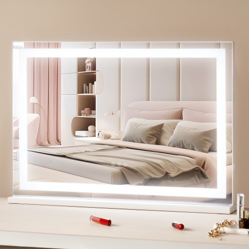 Lighted Makeup Mirror 3 Color Vanity w/ USB Desktop Wall-mount 80x55.1 cm