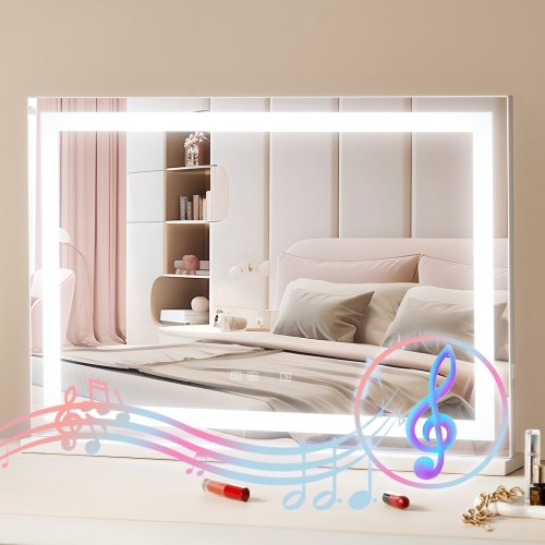 Lighted Makeup Mirror 3 Color w/ Bluetooth USB Desktop Wall-mount 55.1 cm