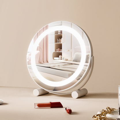 12” Vanity Mirror With Lights, LED Makeup Mirror 3 Color Lighting Modes, with 5X Magnification Mirror, Smart Touch Control, 360°Rotation,Round Lighted Makeup Mirror for Bedroom Tabletop (White)