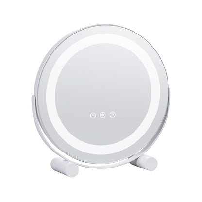 12” Vanity Mirror With Lights, LED Makeup Mirror 3 Color Lighting Modes, with 5X Magnification Mirror, Smart Touch Control, 360°Rotation,Round Lighted Makeup Mirror for Bedroom Tabletop (White)