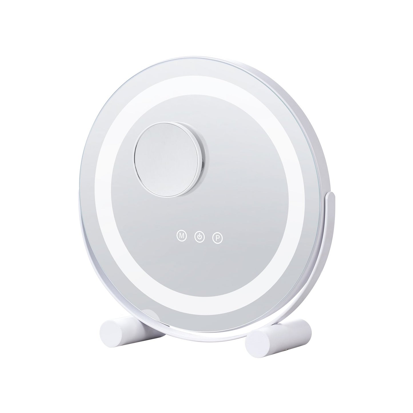 12” Vanity Mirror With Lights, LED Makeup Mirror 3 Color Lighting Modes, with 5X Magnification Mirror, Smart Touch Control, 360°Rotation,Round Lighted Makeup Mirror for Bedroom Tabletop (White)