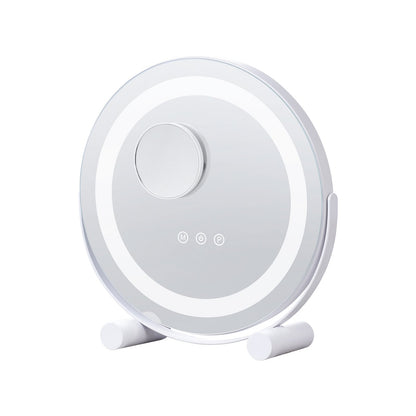 12” Vanity Mirror With Lights, LED Makeup Mirror 3 Color Lighting Modes, with 5X Magnification Mirror, Smart Touch Control, 360°Rotation,Round Lighted Makeup Mirror for Bedroom Tabletop (White)