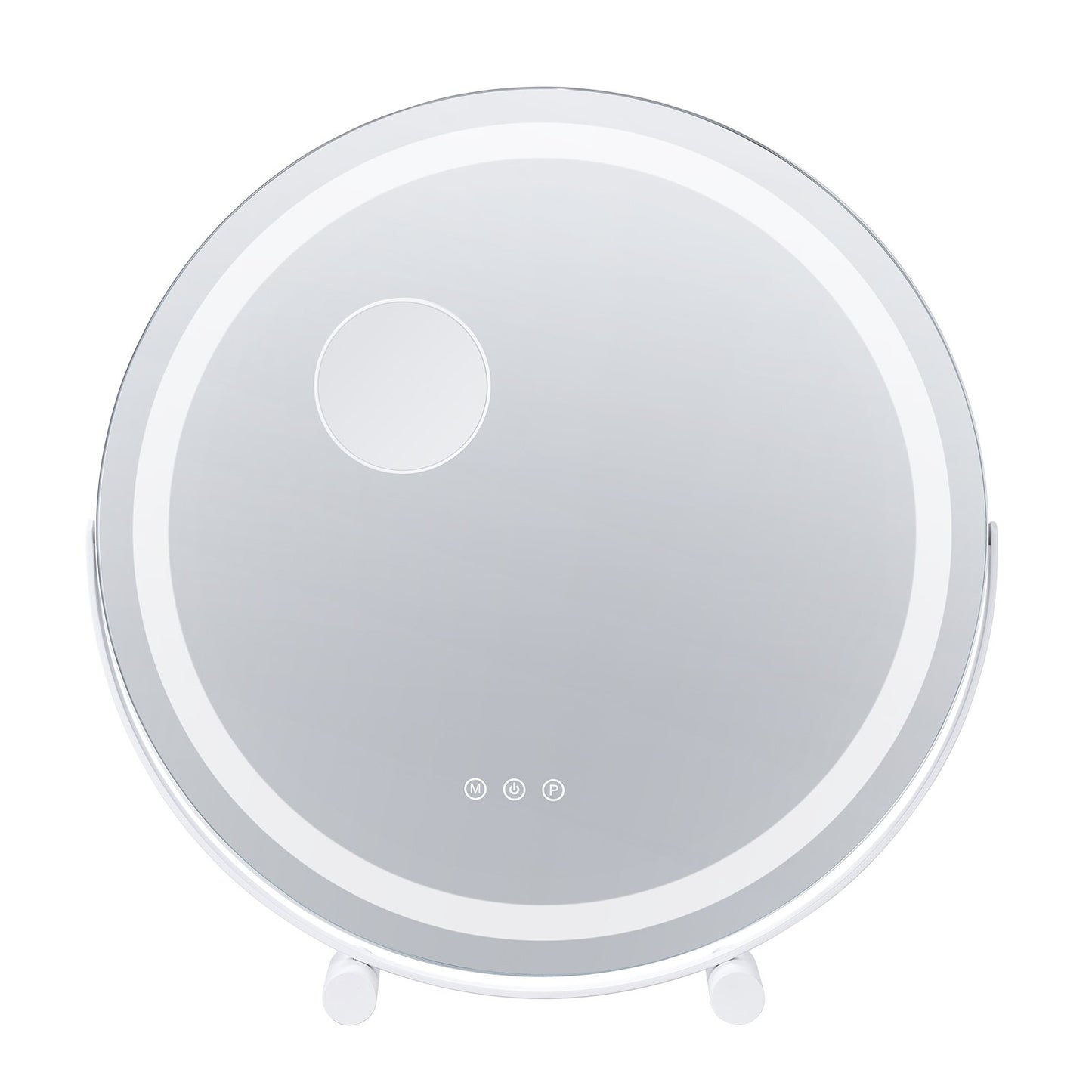 20” Vanity Mirror With Lights, LED Makeup Mirror 3 Color Lighting Modes, with 5X Magnification Mirror, Smart Touch Control, 360°Rotation,Round Lighted Makeup Mirror for Bedroom Tabletop (White)