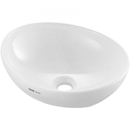 Oval Vessel Sink, 16" x 13.4" Bathroom Vessel Sink Bowl Countertop, White Ceramic Bathroom Sinks Above Counter, Bowl Sink with Modern Style, Well-Packaged for Bathroom, Hotel, Toilet, RV