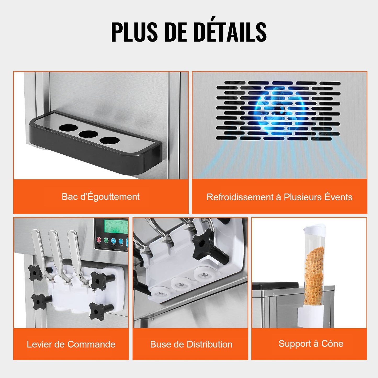 Commercial Ice Cream Machine, 21 QT/H Yield, 1800W 3-Flavor Countertop Soft Serve Ice Cream Maker, 2 x 4L Hopper 2 x 1.8L Cylinder, LCD Panel Auto Clean Pre-cooling, for Restaurant Snack Bar